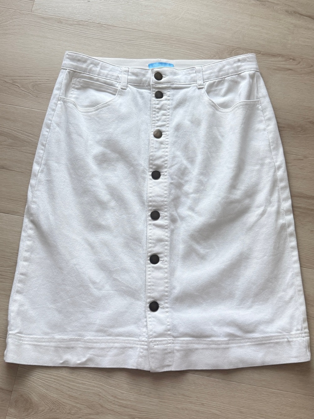 Draper James White Button-Front A-Line Denim Skirt